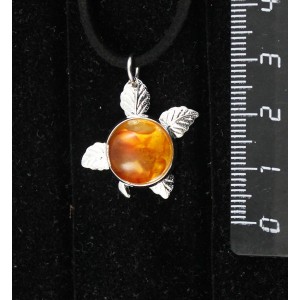 Кулон из янтаря светлого, кабошон-мозаика, круг 12мм, "ягодка"