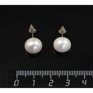 Серьги-пусеты из жемчуга (культ.) 9-10мм белый