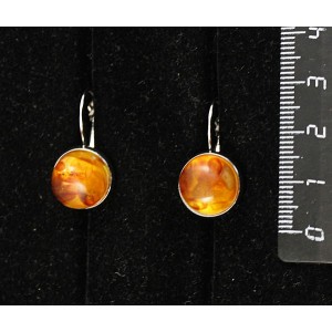 Cерьги из янтаря светлого, кабошон-мозаика,, круг 12мм, замок петелька