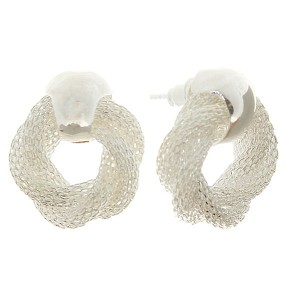 Серьги металл "Круги переплетение", цвет серебро