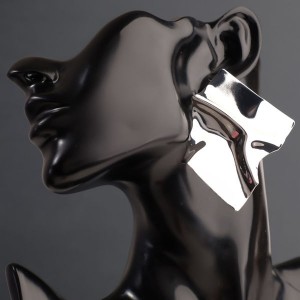 Серьги металл "Атмосфера" мятая фольга, цвет серебро