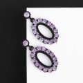 Серьги со стразами "Вуаль" овал, цвет сиреневый в чёрном металле Серьги со стразами "Вуаль" овал, цвет сиреневый в чёрном металле