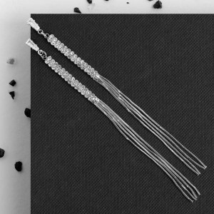 Серьги висячие со стразами "Капель" блеск, цвет белый, цвет серебристый