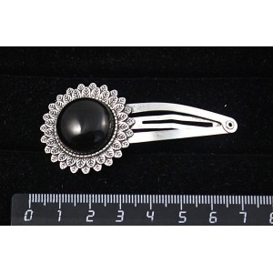 Заколка - зажим для волос с раухтопазом, "подсолнух", круг 20 мм