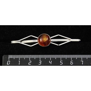 Заколка (зажим для волос) из янтаря темного, кабошон-мозаика, круг 12мм