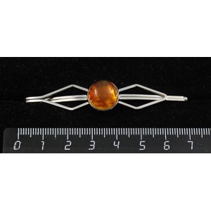 Заколка (зажим для волос) из янтаря светлого, кабошон-мозаика, круг 12мм