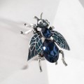 Брошь "Муха" крупная, цвет тёмно-синий, цвет серебристый (стекло, эмаль, бижутерный сплав)
