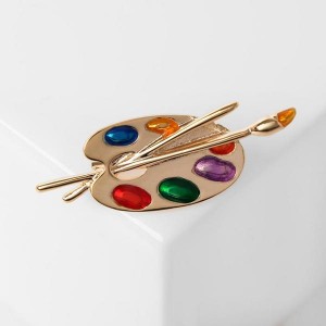 Брошь "Палитра" художника, цветная, цвет золотистый