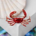 Брошь "Краб". цвет красный, цвет золотистый