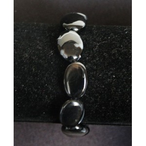 Браслет из агата черного, овалы 18х13мм