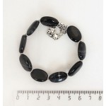 Браслет из агата черного, овалы 18х13мм, с подвеской