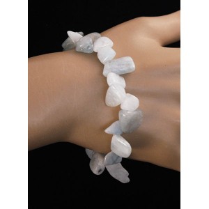 Браслет из аквамарина, облепиха, на резинке