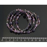 Браслет из аметиста, 4-5 оборотов, шарики 10мм (огранка) и 6мм с трубочками