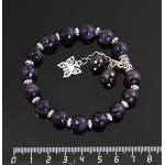 Браслет из аметиста, шарик 10мм, огранка, с подвеской
