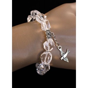 Браслет из горного хрусталя (крупная огранка), с подвеской