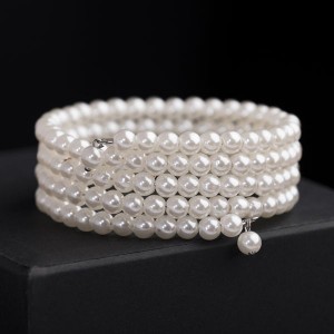 Браслет жемчуг "Невеста" бусины d=0,5, 4 ряда пружинкой, цвет белый Браслет жемчуг "Невеста" бусины d=0,5, 4 ряда пружинкой, цвет белый