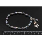 Браслет из жемчуга барокко 8-10мм черный, с подвеской