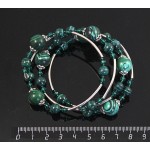 Браслет из малахита на струнке, шарик 12мм (иск.), шарик 6-7 мм 3-4 оборота