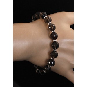 Браслет раухтопаз шарик 9-10мм огранка, с ронделями