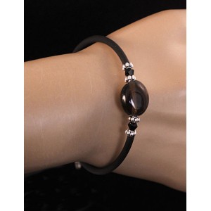 Браслет из раухтопаза, бочонок на струнке