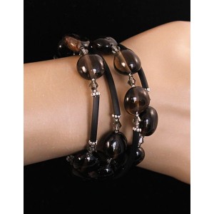 Браслет из раухтопаза на струнке, овал 9-11мм, 3-4 оборота