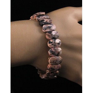 Браслет из родонита, огранка, сегмент 14*9мм