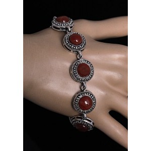 Браслет на металлической основе 7 кругов 17мм с сердоликом, 19см