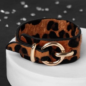 Браслет кожа "Сафари" леопард, цвет чёрно-коричневый