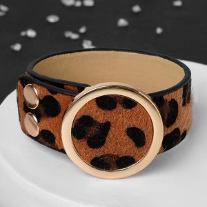 Браслет кожа "Сафари" леопард, цвет чёрно-коричневый