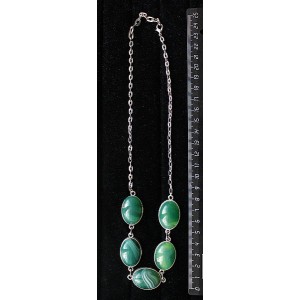 Колье агата зеленого (тонировка) ,"5 овалов", камень 25х18мм