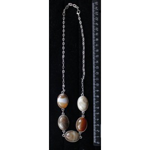 Колье из агата кофейного (тонировка), "5 овалов", камень 25х18мм