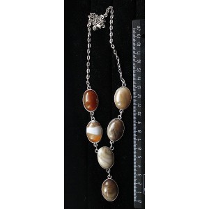 Колье из агата кофейного (тонировка),  "6 овалов", камень 25х18мм