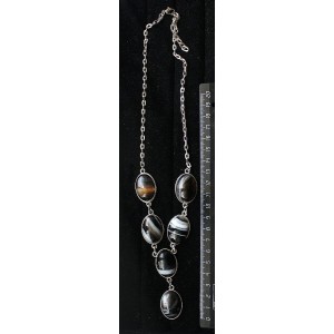 Колье из агата чёрного "6 овалов", камень 25х18мм