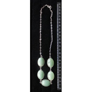 Колье из авантюрина зелёного, "5 овалов", камень 25х18мм