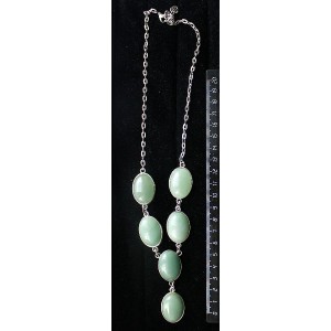 Колье из авантюрина зелёного, "6 овалов", камень 25х18мм