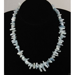 Бусы из аквамарина, длинная галтовка