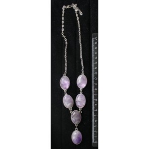 Колье из аметиста, "6 овалов", камень 25х18мм