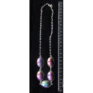 Колье из гематита с радужным покрытием, "5 овалов", камень 25х18мм