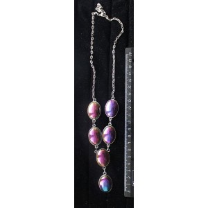 Колье из гематита с радужныи покрытием, "6 овалов", камень 25х18мм