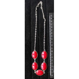 Колье из коралла красного (иск.), "6 овалов", камень 25х18мм