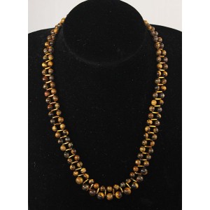 Бусы из тигрового глаза со стеклярусами, шарик 6мм и 8мм