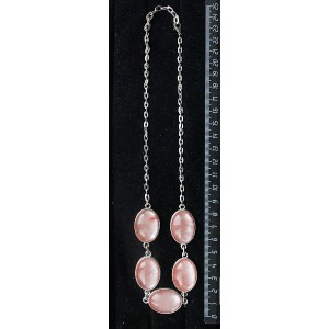 Колье из халцедона розового, "5 овалов", камень 25х18мм