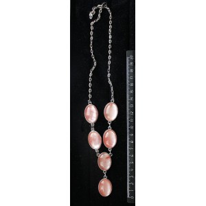 Колье из халцедона розового, "6 овалов", камень 25х18мм