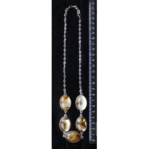 Колье из халцедона полосатого, цвет жёлтый, "5 овалов", камень 25х18мм