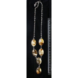 Колье из халцедона полосатого, цвет жёлтый, "6 овалов", камень 25х18мм