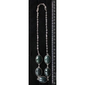 Колье из яшмы зелёной, "5 овалов", камень 25х18мм