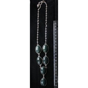 Колье из яшмы зелёной, "6 овалов", камень 25х18мм