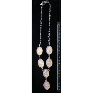 Колье с кабошоном из пластик "щетка кристаллов", цвет персиковый, "6 овалов", 25х18мм