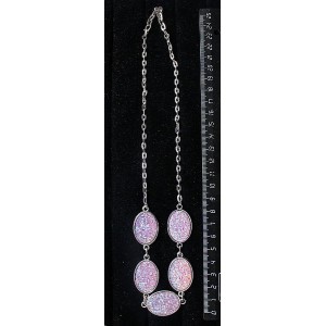 Колье с кабошоном из пластик "щетка кристаллов", цвет сиреневый, "5 овалов", 25х18мм