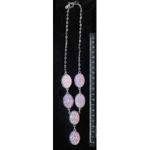Колье с кабошоном из пластик "щетка кристаллов", цвет сиреневый, "6 овалов", 25х18мм